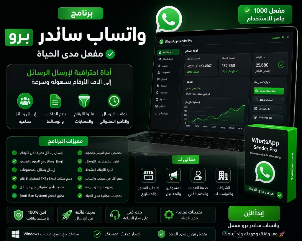 WhatsApp Sender Pro — أداة إرسال الرسائل الجماعية